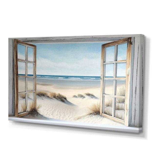 Designart Window To The Beach II Canvas Wall Art
