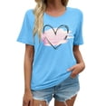 thumbnail image 1 of LUOGENLI T-shirts pour Femmes Mode Décontractée Chemises Imprimées Col Rond Manches Courtes Tee Tops Tunique Blouse T-shirts Amusants Graphiques Saint-Valentin Bleu Clair TG, 1 of 4