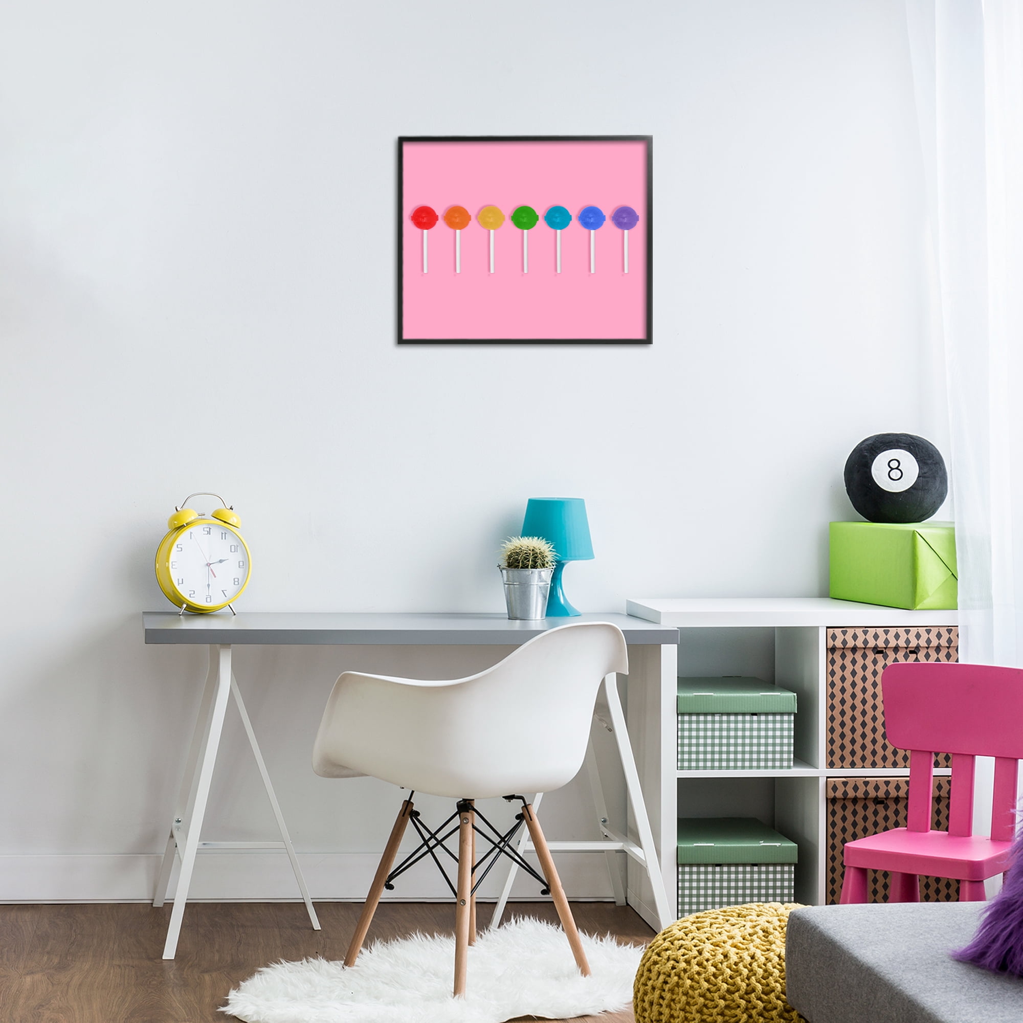 Stupell Industries Row of Rainbow Lollipops Black Framed Giclee Art, design by LISH Creative