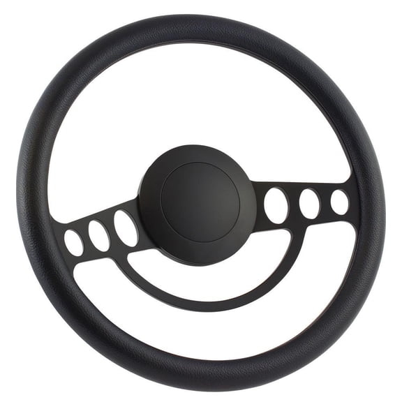 49-56 Ford -- Most Models 14 Inch Black (9 Hole) Classic Steering Wheel Black Half Wrap
