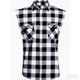 thumbnail image 6 of Havenx Sleeveless Shirts for Men Plaid Button Down Shirt with Pockets Lapel Collar Top Casual Athletic Summer Cowboy Lightweight Clothing,White XL, 6 of 6