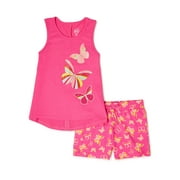 Wonder Nation Girls Graphic Tank Top and Shorts, 2-Piece Outfit Set, Sizes 4-18 & Plus