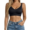 thumbnail image 2 of CBASIHI Womens Cotton High Support Sports Bras- Push Up Adjustable Straps Wireless Rib Knit Yoga Workout Bras Black Size M, 2 of 6