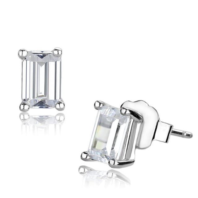 Women Rhodium Brass Earrings with AAA Grade CZ in Clear