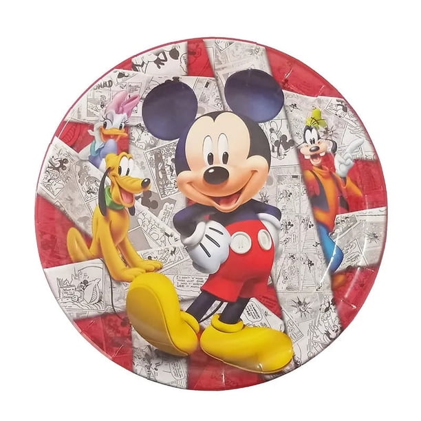 Fiesta temática de Mickey Mouse, fiesta de cumpleaños infantil, plato y vaso de papel decorado con dibujos animados, toalla de papel, mantel, vajilla desechable