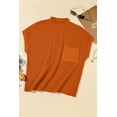 thumbnail image 4 of Women's Casual Ribbed Knit Short Sleeve Sweater with Patch Pocket - [ZhiHiMeRi] | (US 4-6)S,Gold Flame, 4 of 11