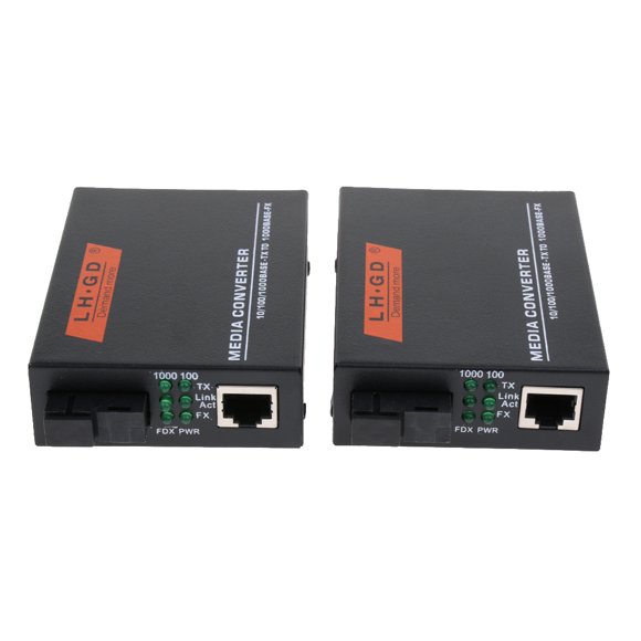 Esquirla 2 x Gigabit LAN Network 1000Mbps to SC Duplex Fiber Optical Media Converter 20KM