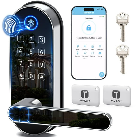 Cerradura inteligente con teclado de entrada sin llave: cerradura de puerta digital con código de acceso, manija de puerta electrónica, perilla de puerta biométrica para puerta de entrada, puerta de d