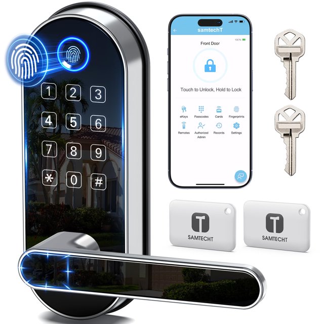Cerradura inteligente con teclado de entrada sin llave: cerradura de puerta digital con código de acceso, manija de puerta electrónica, perilla de puerta biométrica para puerta de entrada, puerta de d