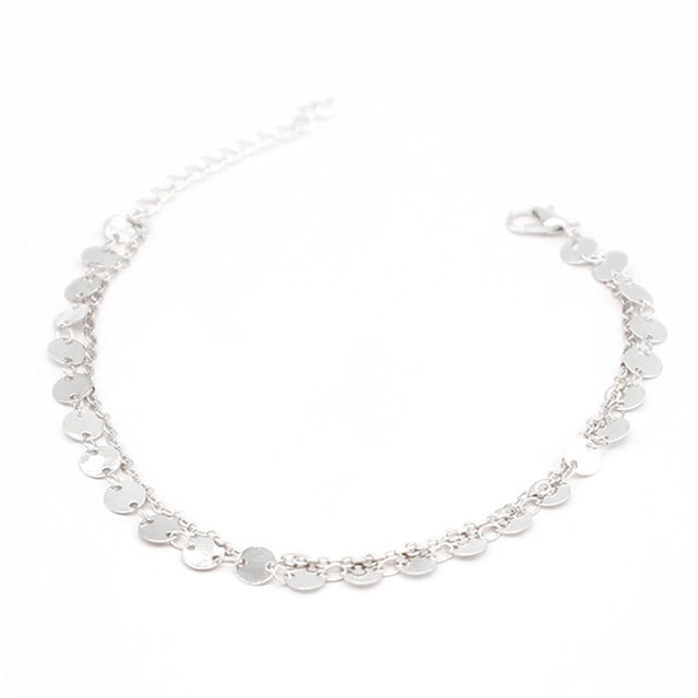 Sonducket Tobillera con purpurina en capas, brazalete de cadena para pies, accesorios de playa, pulseras de tobillo, regalo creativo para el Día de San Ropa, zapatos y accesorios Miscelánea plata Sonducket AP009828-02