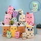 thumbnail image 2 of Recién llegado, juguetes de peluche con forma de taza de té de burbujas de frutas de dibujos animados, comida Boba de la vida real con almohada de succión, cojín de abrazo suave relleno, decoración, 2 of 5