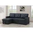thumbnail image 4 of Hommoo 2 in 1 Pull Out Couch Bed Upholstered Sectional Sofa with Storage & Chaise, Convertible L Shaped Sleeper Sofa for Home,Black, 4 of 6
