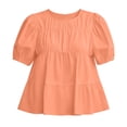 thumbnail image 4 of LEKWK Babydoll Tops for Women Puff Short Sleeve Cute Peplum Tops Pleated Casual Loose Fit Flowy Blouses Summer Beach Vacation Going Out Outfits, 4 of 5