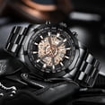 thumbnail image 2 of Reloj de Cuarzo Esqueleto para Hombre, Correa de Acero Inoxidable, Taquímetro, Indicador de Fecha, Resistente Al Agua, Luminoso, Reloj de Pulsera Deportivo de Negocios para Hombre, 2 of 5