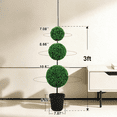 thumbnail image 4 of ROMSWI 3FT Artificial Triple Ball Boxwood Topiary Tree 2 Pack UV Resistant Faux Topiary Plant for All-Season Home Office Porch Entryway Decor, 4 of 9
