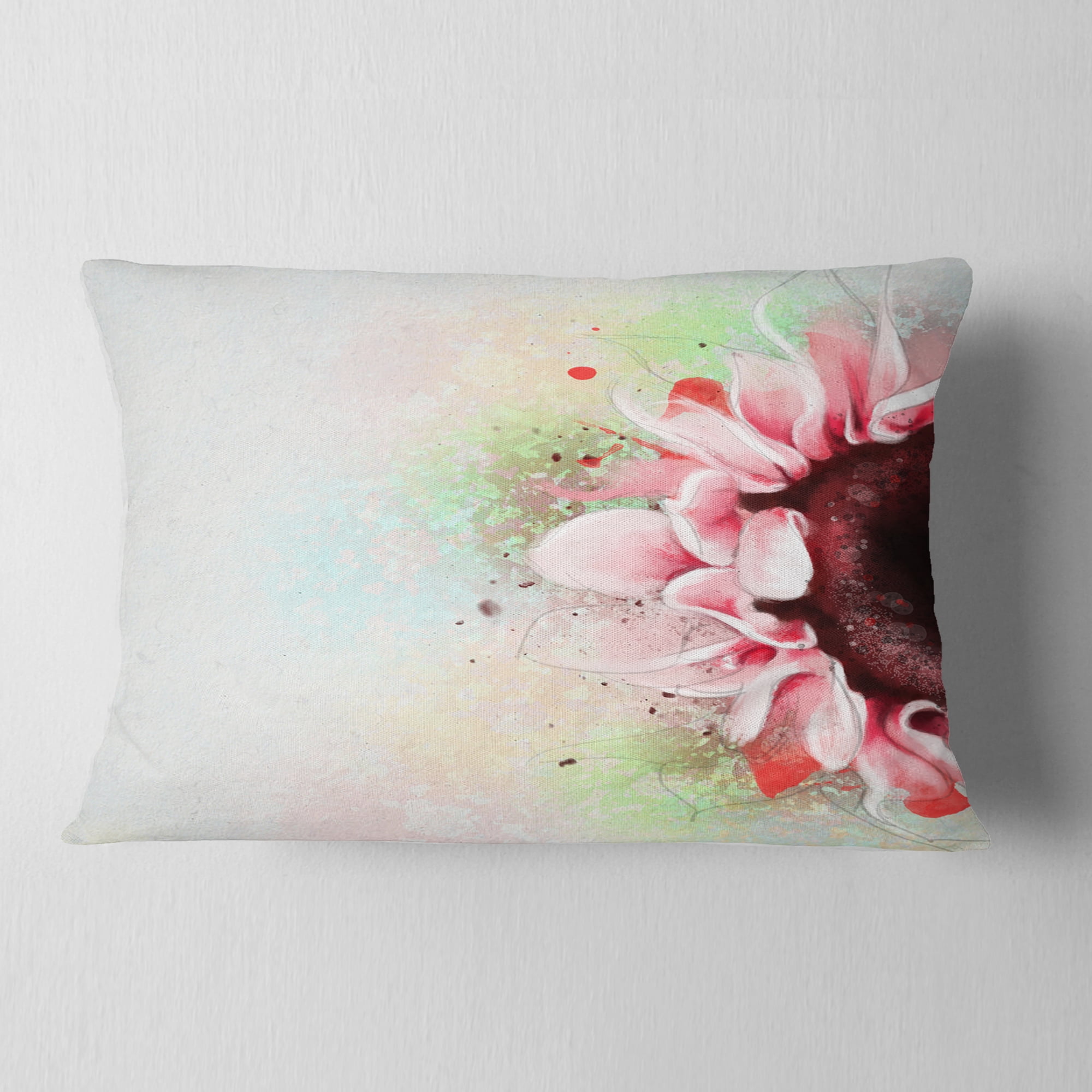 Designart Beautiful Pink Sunflower Watercolor - Flowers Throw Pillowwork - 12x20