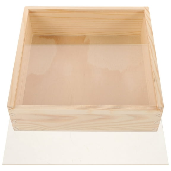 DEEPCRAFF Beige Wood Jewelry Organizer Box with Sliding Lid for Earrings Necklaces Storage