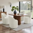 thumbnail image 3 of UIXE 360° Swivel Barrel Accent Chair, Fabric Upholstered Kitchen Dining Room Chair, Makeup Vanity Side Chair for Bedroom Living Room - Beige, 3 of 6
