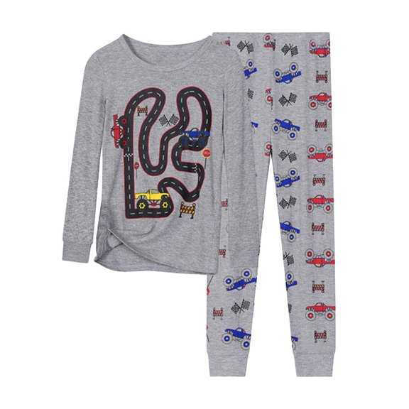 KPOPLK Pajamas Set for Kids Pjs 2 PCS Long Sleeve Top and Pants for Toddler Infant Cotton Clothes Animal Print Grey Size 8-9 Years