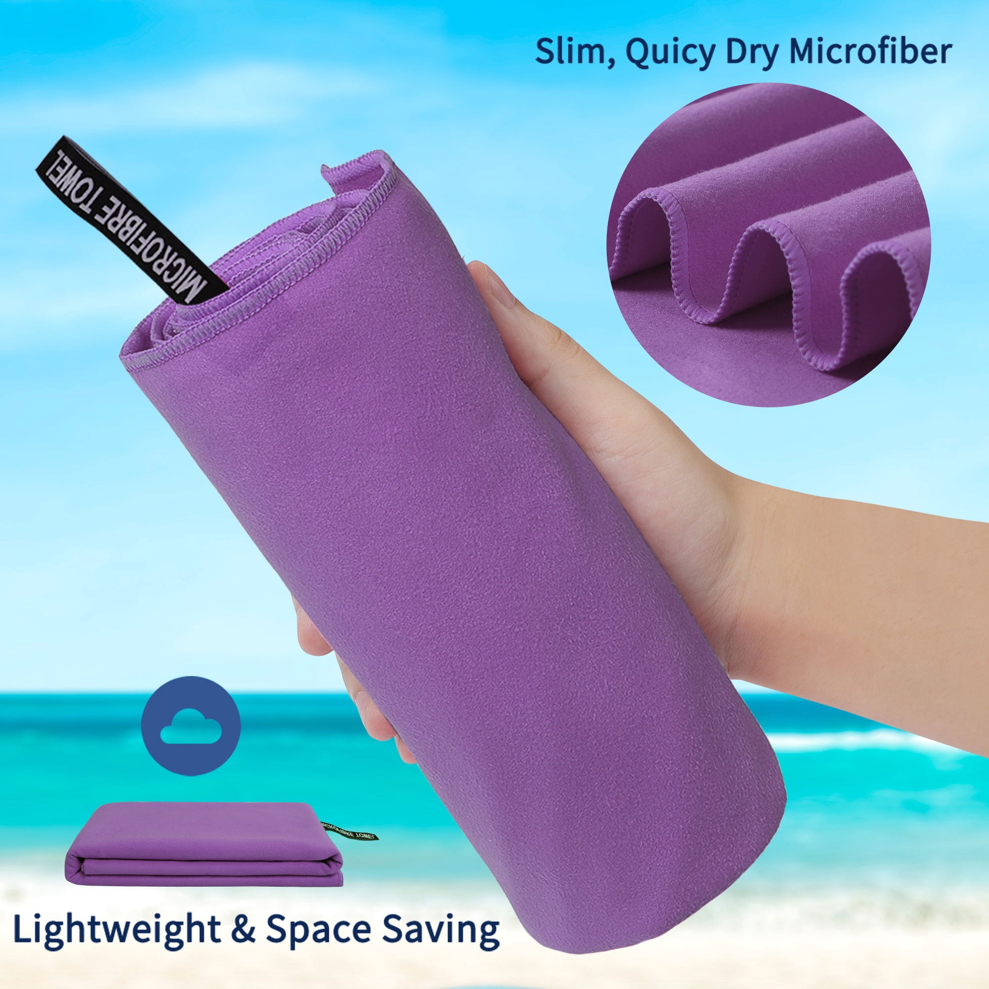 Unique Bargains Quick Dry Microfiber Beach Camping Towel 30" x 60" Purple