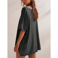 thumbnail image 4 of Women Crew‑Neck Oversized Short‑Sleeve T‑Shirt, Loose Drop‑Shoulder Side‑Slit Hem Casual Summer Tunic Blouse Tops, 4 of 15