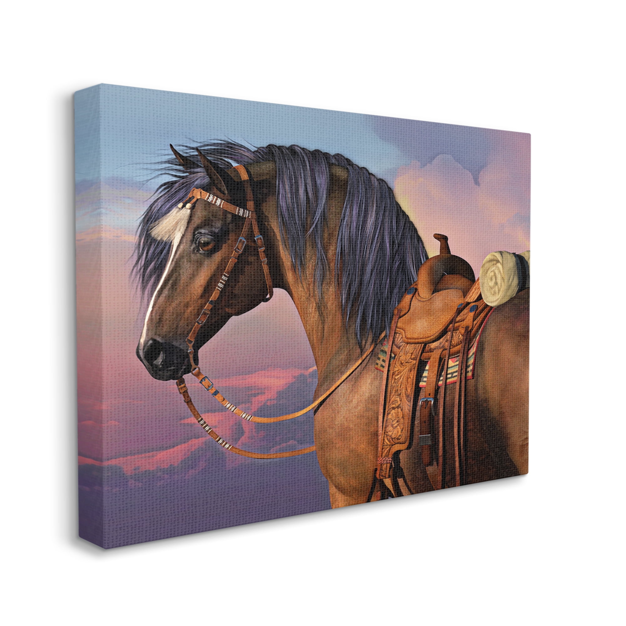 Stupell Industries Cowboy's Pride Horse & Saddle Animals & Insects Painting Gallery Wrapped Canvas Art Print Wall Art, 40 x 30