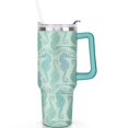 thumbnail image 2 of 40oz Ocean Cute SeaHorse Stainless Steel Flip Straw Tumbler Spill Proof Travel Cup Double Wall Vacuum Insulated Coffee Mug with Top Handle, 2 of 6