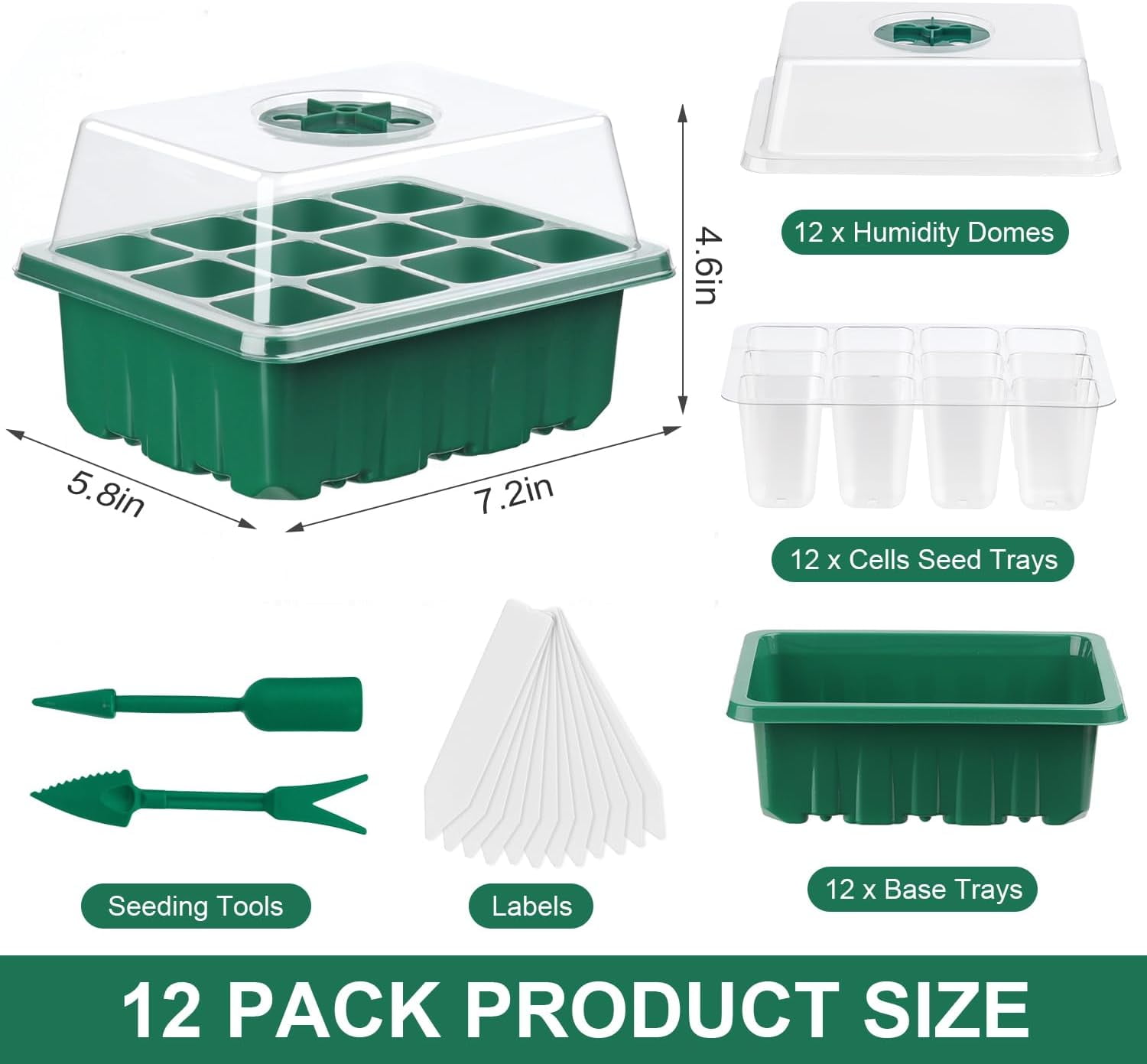 Seed Starter Tray Kit with Humidity Adjustable Dome for Plant Germination.