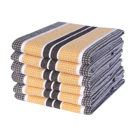 

Honeycomb Stripe Kitchen Towel 18x28inch Coffee/Mustard 100% Cotton Quick Towels Bar Towels Highly Absorbent Cleaning Towels Kitchen Tea Towels Pure Cotton Absorbent Dish Cloth Set of 6 C48