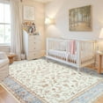 thumbnail image 2 of Astorug 4x6 Ft Beige Floral Area Rug - Machine Washable Low Pile Non-Slip Carpet, Boho Vintage Farmhouse Decor for Living Room, Bedroom, Nursery & Office, 2 of 9