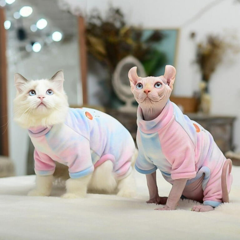 Cat Clothes for Sphinx Hairless Cat Clothes Striped Clothing Warm Knitted  Shirt Pet Clothes Cat Supplier XS to XL