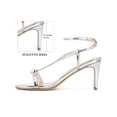 thumbnail image 2 of BLISSFUL STEP Open Toe Buckle Heels Ankle Strap Stiletto Heel Sandals for Women Silver (Size 7), 2 of 7