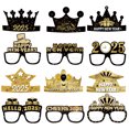 thumbnail image 2 of 12 pcs 2025 New Year Eyeglasses Black and Gold Cone Hat and Glasses New Years Eve Party Supplies Supplies, 2 of 4