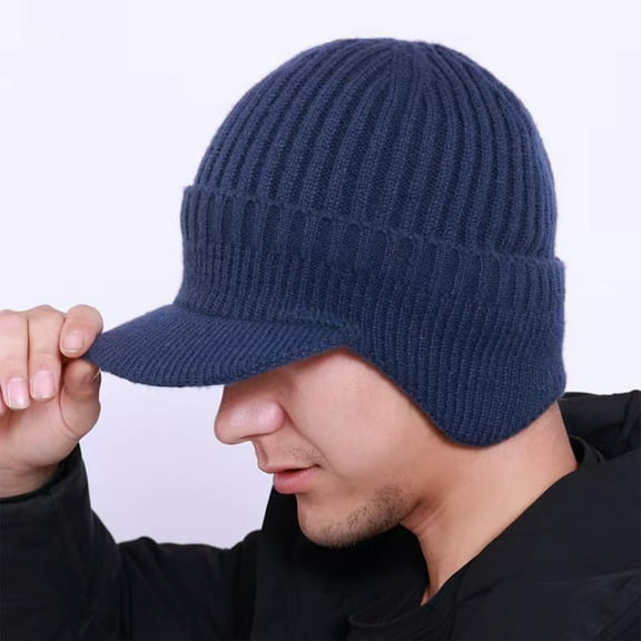 Willtoo Cozy Head Beanie for Women & Men, CozyHead Beanie, Winter Hat with Brim & Ear Flaps Navy