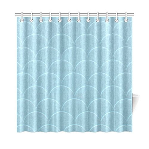 YUSDECOR Light Blue Fish Scale Shower Curtain Home Decor Bathroom Shower Curtain 66x72 inch