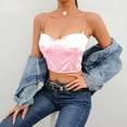 thumbnail image 5 of WHLBF Women's Clearance Top Summer Crop Satin Bustier Top Chain Strap Casual Padded Lingerie Pink L(L), 5 of 6