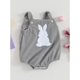 thumbnail image 3 of Biekopu Infant Baby Girl Easter Corduroy Romper Square Neck Button Down Rabbit Patch Appliques Tank Top Jumpsuit Toddler Overalls, 3 of 9