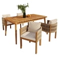 thumbnail image 3 of Christopher Knight Home 5-Piece Outdoor Dining Set with 63" Wood Table, 4 Rope Back Patio Chairs, Beige Cushion, 3 of 14
