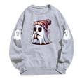 thumbnail image 5 of WEIWEN Halloween Sweatshirts for Women Cute Ghost Drinking Coffee Sweaters Pumpkin Printed Fall Outfits for Women Long Sleeve Shirts Women's Clothing Womens Tops Light Gray, S, 5 of 5