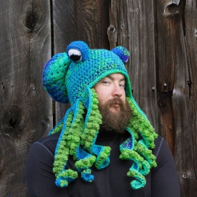 ER Gorro de pulpo tejido a mano para adulto en Europa y América con forma de pulpo (azul) oso de fresa Electrónica