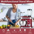 thumbnail image 6 of 5 in 1 Multifunctional Stand Mixer, 6.3 QT Stainless Steel Bowl, Meat Grinder, Juice Blender, Egg Beater, 400W, 6 Speed, Red, 6 of 9