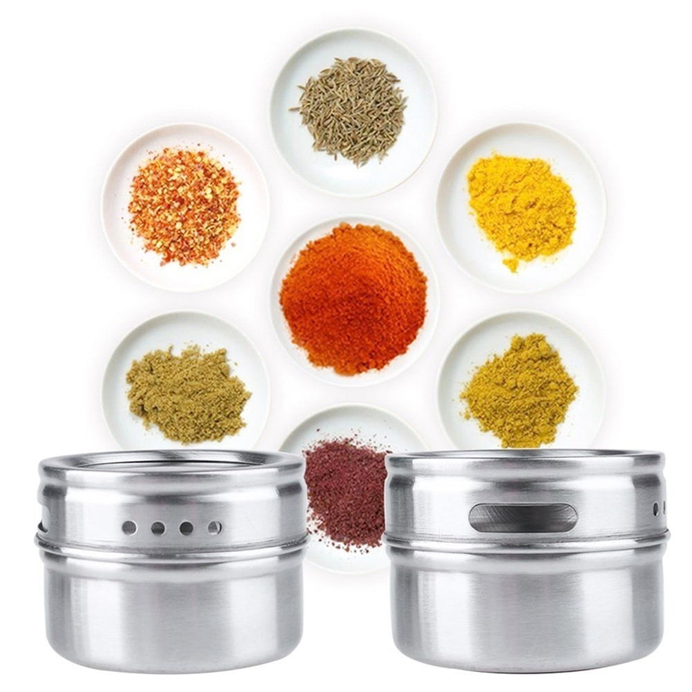 Seasoning Pot Set with Spoons Stainless Steel Spice Jars Condiment Box 3pcs 