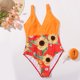 thumbnail image 5 of Traje de baño de bikini de una pieza con estampado de girasol y encaje para mujer con estampado superpuesto de talla grande Fridja nalpqowj24276, 5 of 7