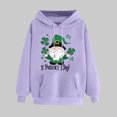 thumbnail image 2 of VBTAPA St Patricks Day Sweatshirt for Women Irish Clover Graphic Hoodies Long Sleeve Drawstring Hooded Sweatshirts with Kangaroo Pocket Purple S, 2 of 6
