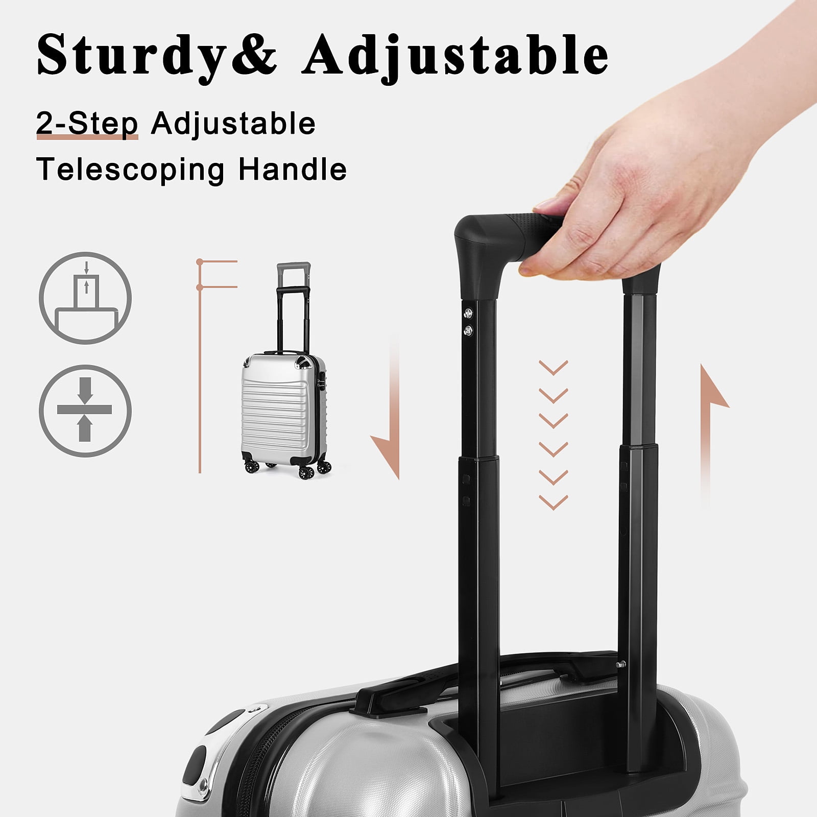 Terby 20” Unisex Hardside Spinner Luggage, Silver