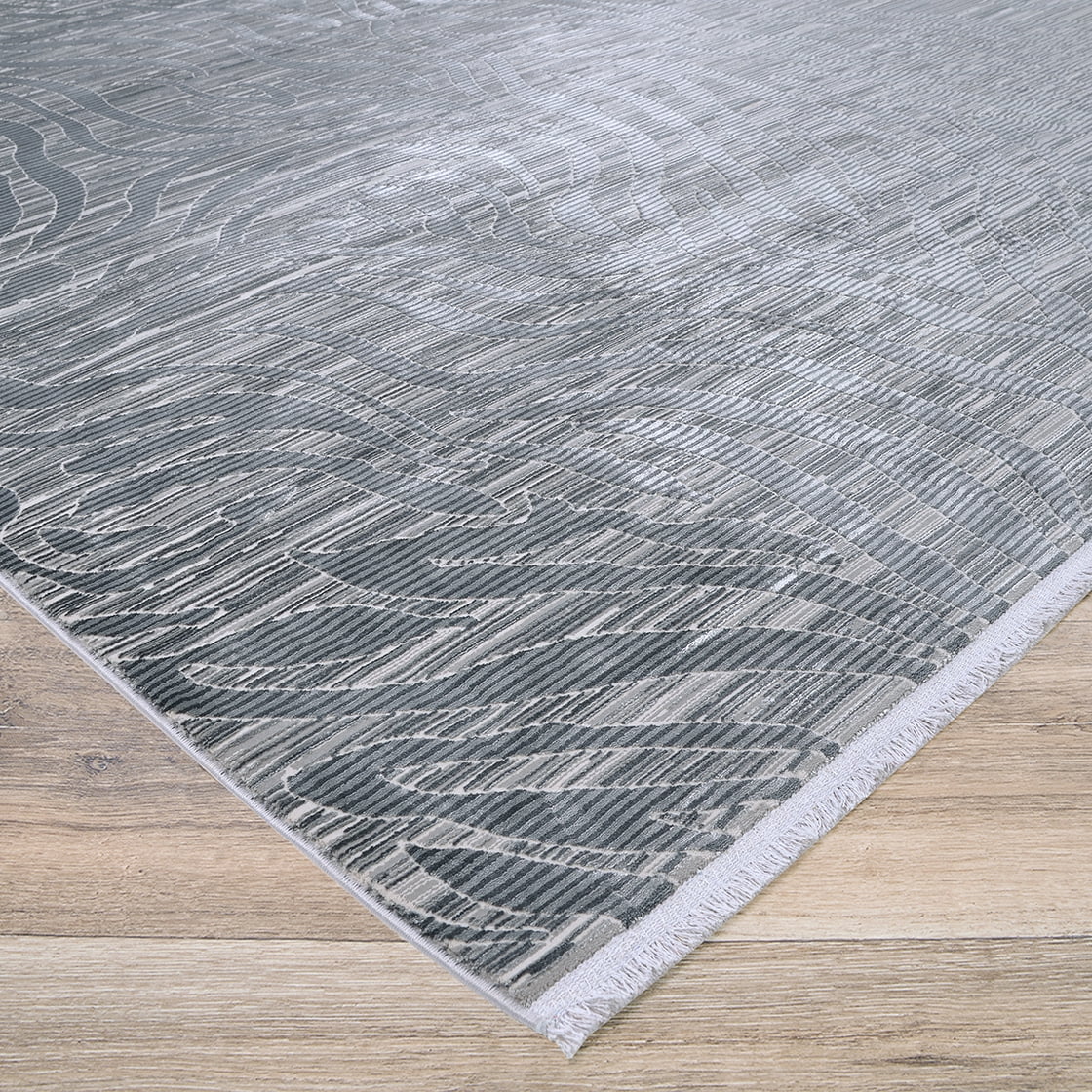 Couristan Siena Serpentine 2'7" x 7'2" Steel-Ivory Runner Rug