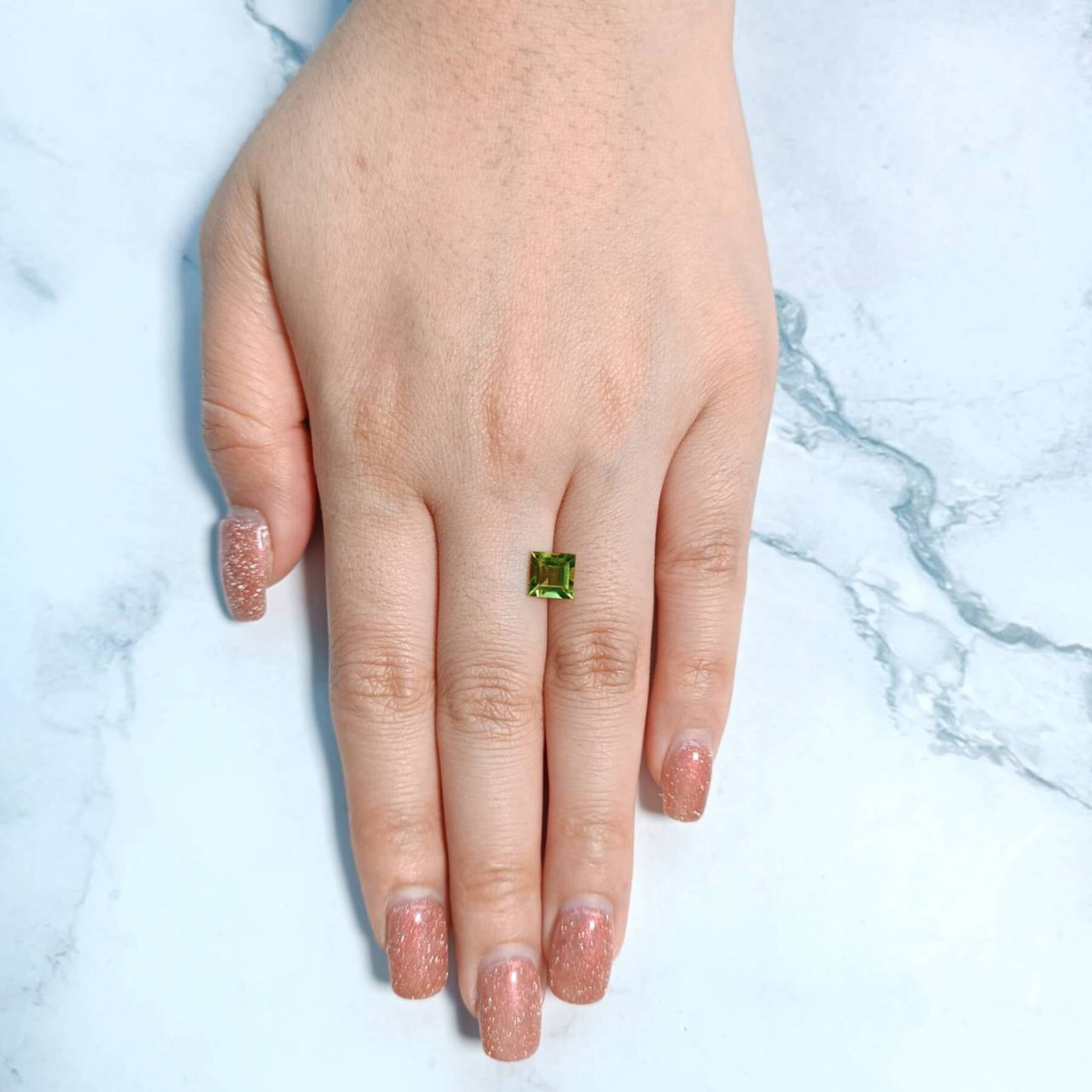 Certified Genuine 1.5 Carat Peridot Square Shape Step Cut 7x7 mm Loose Gemstone August Birthstone