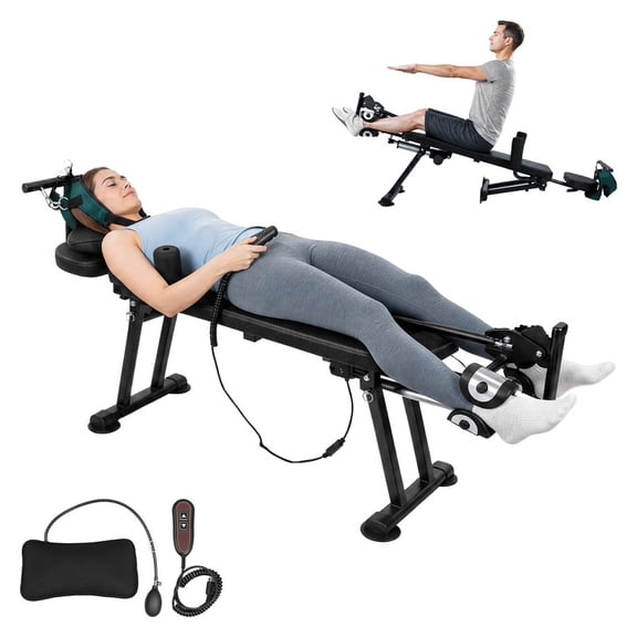 Full Body Traction Table, 35W Electric Spinal Decompression Table, Remote Control Cervical Traction Bed, Inversion Back Decompression Table, Body Stretching Device for Neck Lumbar Pain Relief