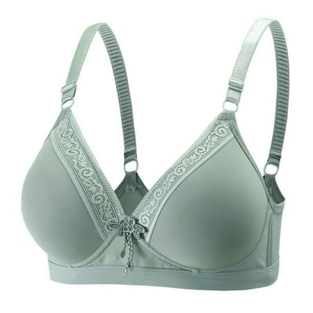 High Impact Sports Bras Women Lightly Lined Bra Feature V-Neck Balconette Bra Style W-1631 Hook and Eye Closure Bras for Elderly Green S