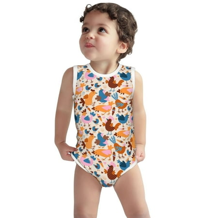 

Vsdgher Cute Chickens Print Baby Unisex Baby Cotton Sleeveless Bodysuits Soft and velvety comfortable and breathable
